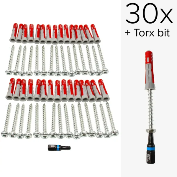 Winkelwagen 4 Pluggen en Schroeven set 6mm - Zilver